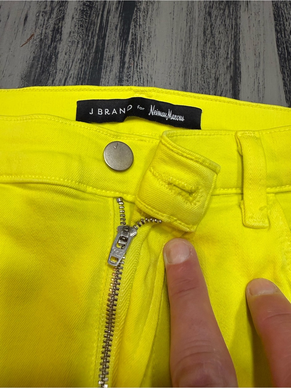 J BRAND Yellow Cropped Skinny Jeans Raw Fringe Hem Lemongrass Canary Denim 32 - Picture 9 of 15